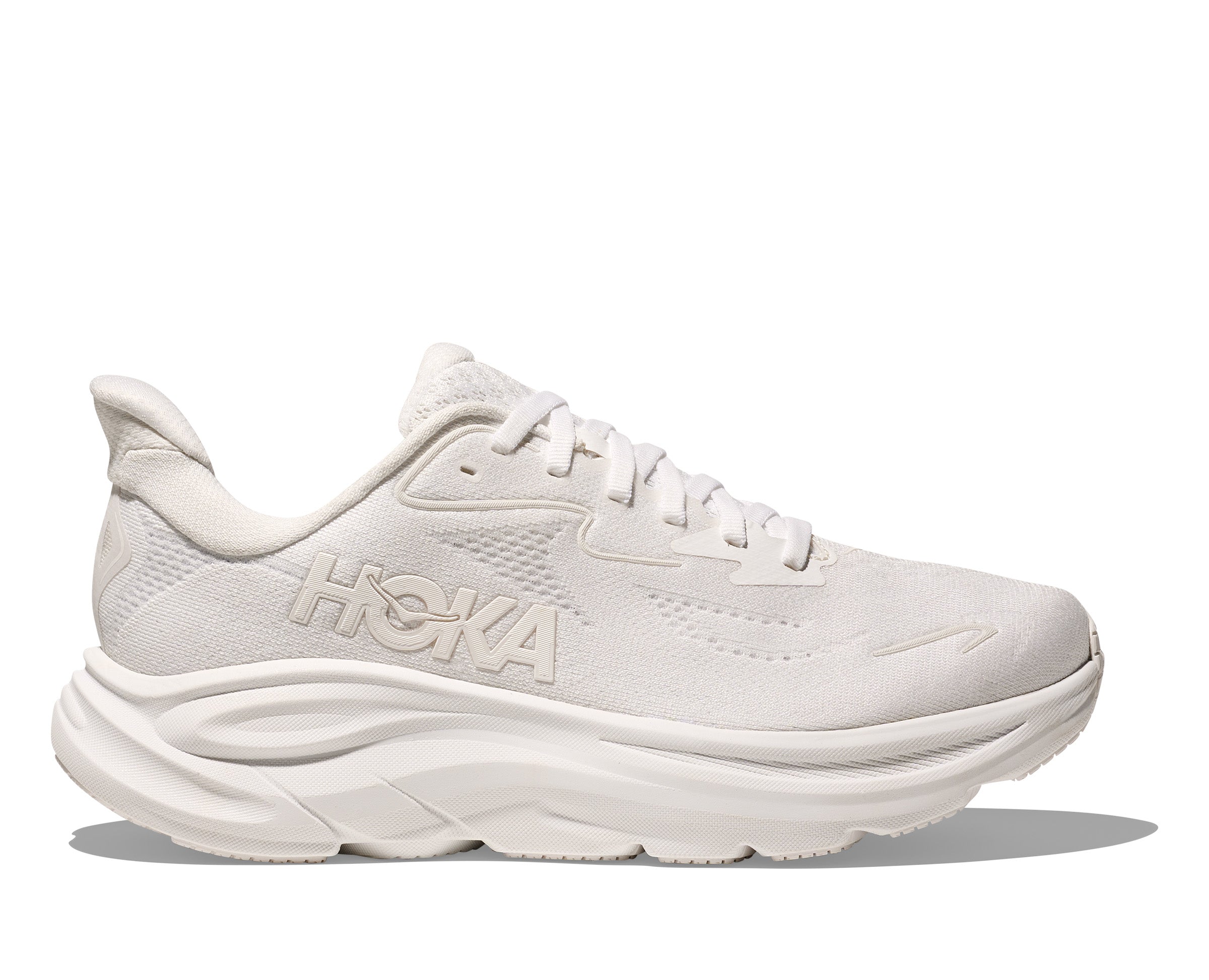 Hoka White/White Clifton 10 Women's Wide Width Running Shoes 1162050-WWH