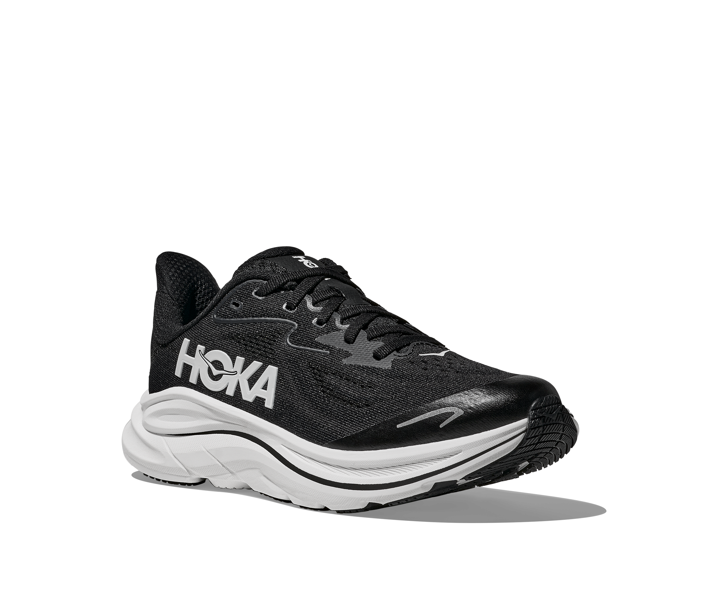 Hoka Black/White Clifton 10 Big Kids Athletic Shoes 1168860-BWHT