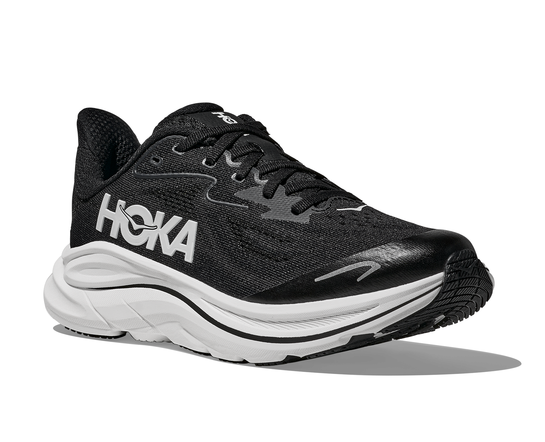 Hoka Black/White Clifton 10 Big Kids Athletic Shoes 1168860-BWHT
