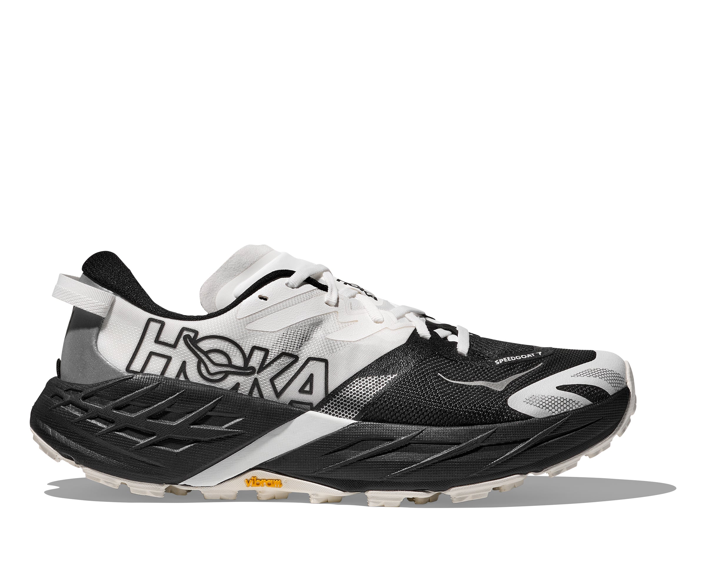 Hoka Black/White Speedgoat 7 Men's Trail Running Shoes 1171928-BWHT