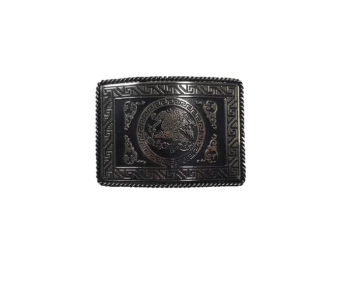 Iron Horse Black and Silver Rectangle Mexican Eagle Buckle 1220