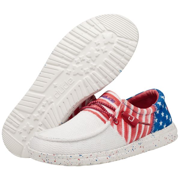 le bos Hey Dude Red/White/Blue Wendy Sox Americana Tri Womens Casual Shoes  122342143 |
