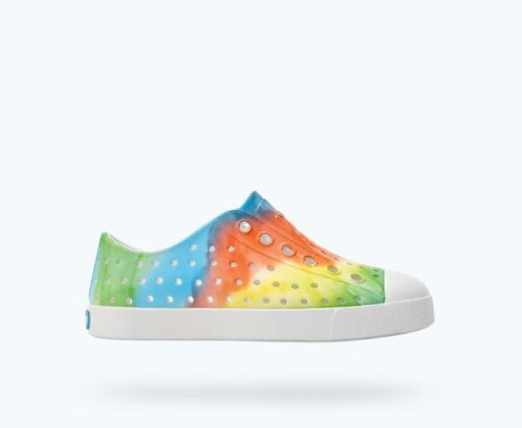 Native Shell White/Shell White/Rainbow Tie Dye Junior (Big Kids) Sneakers 12111501-2055