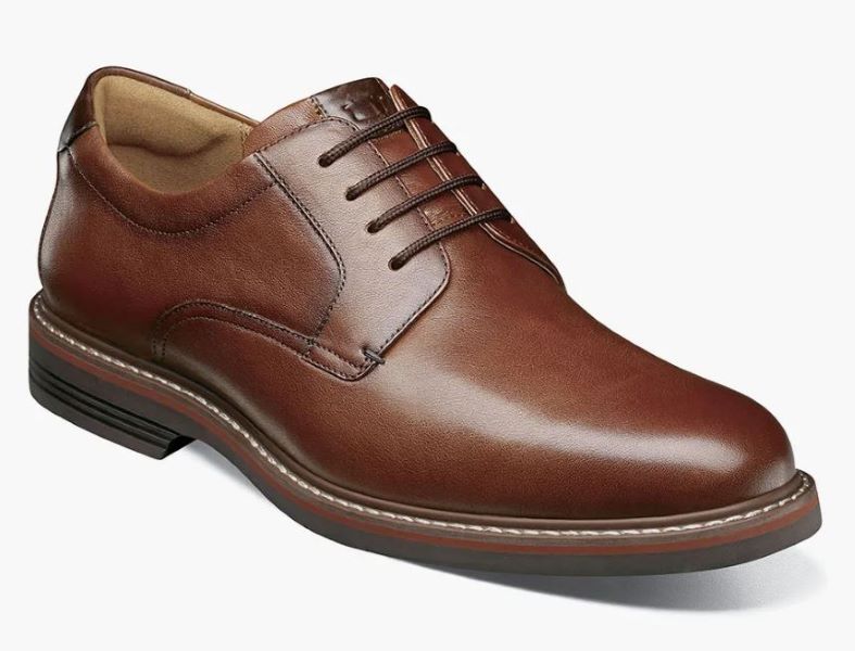 Florsheim Cognac Tumbled Norwalk Plain Toe Oxford Men's Dress Shoes 13369-222