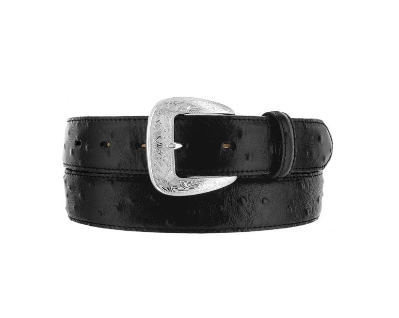 Tony Lama Black Ostrich Print Dress Belt 1373L