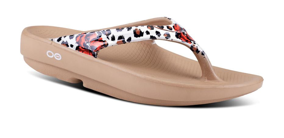 Oofos Leopard Flora Oolala Ladies Sandals 1403-LEPFLORAL