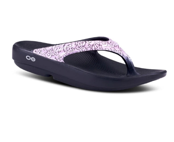 Oofos Pink with Black Oolala Bandana Women's Sandals 1403PINKBANDANA