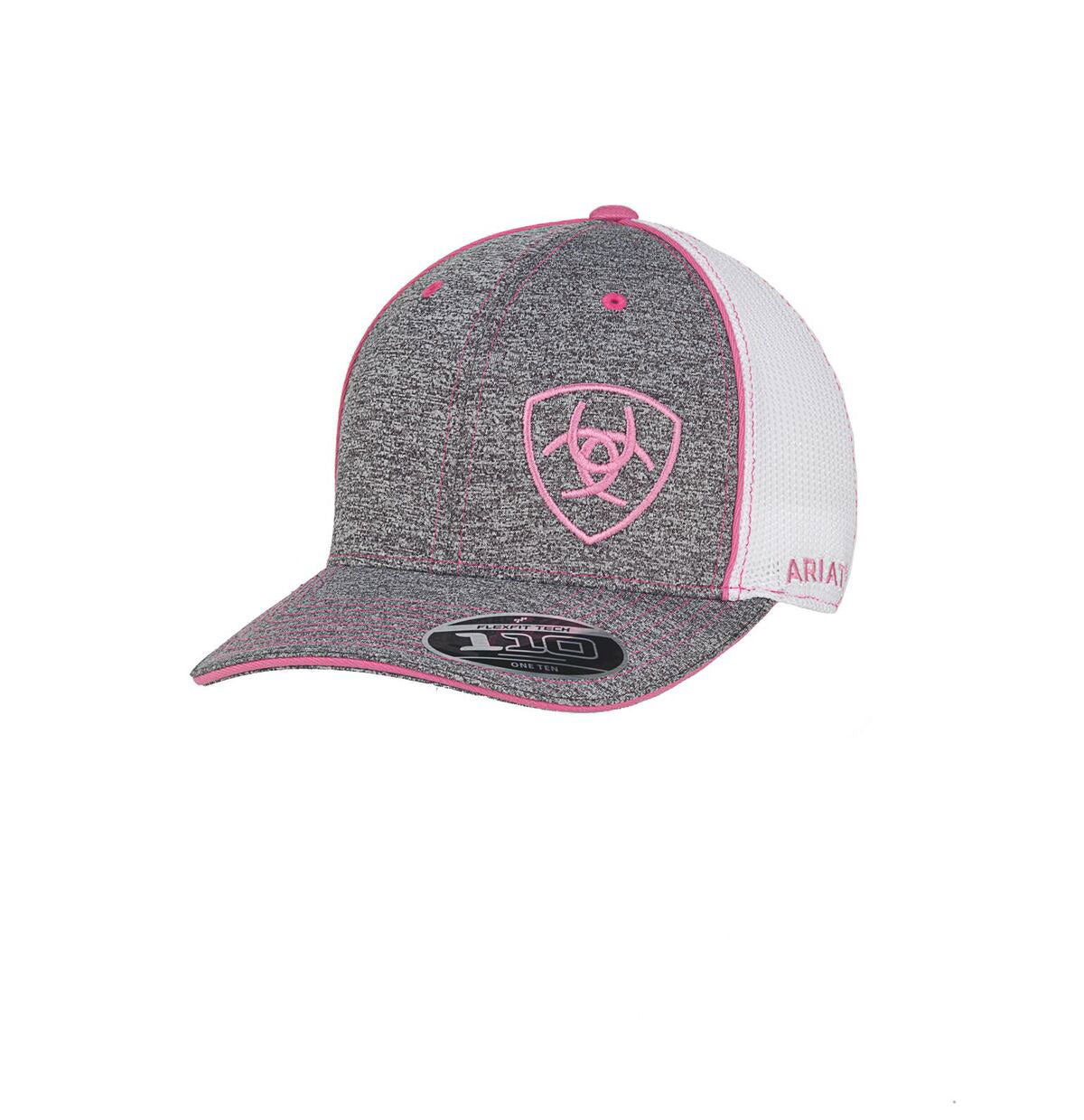 Ariat Grey Flexfit 110 Cap with Dark Pink Piping 1504930