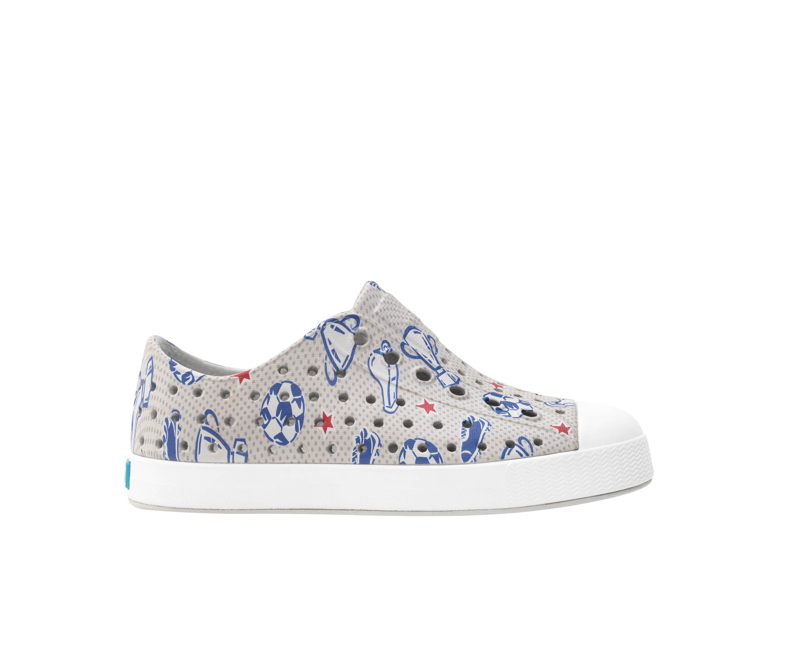 Native Hyams Grey/Shell White/Soccer Trophy Jefferson Print Youth Sneakers 15111501-1749-Y