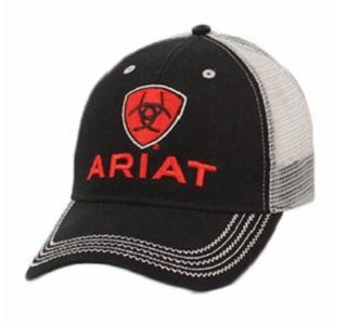 Ariat Black and Red Mens Logo Mesh Ball Cap 1515866