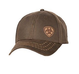 Ariat Brown Mens Oilskin with Offset Logo and Velcro Back Cap 1518002