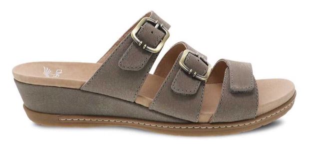 Dansko Women's Allyson Sandals – Adjustable Hook & Loop Slide With Memory Foam Footbed, Leather Wedge