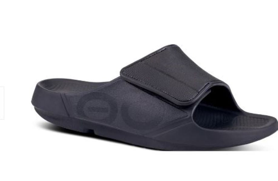 Oofos Matte Black Ooahh Sport Flex Mens Slide 1550-MATBLK