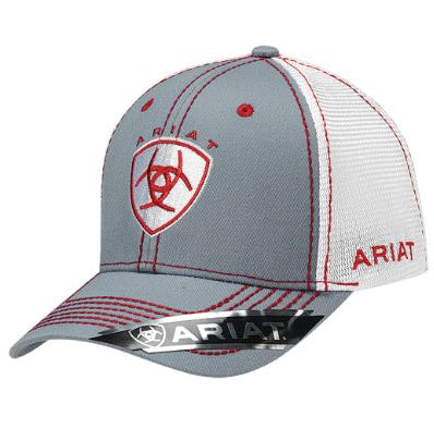 Ariat Shield Logo Ball Cap Grey White Red 1594106