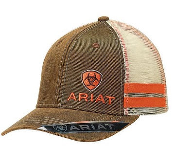 Ariat Brown Mens Oilskin Cap with Off Set Logo 1595002