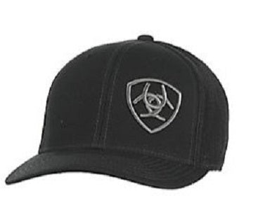 Ariat Black with Grey Mens Logo Mesh Snap Back Cap 1597801