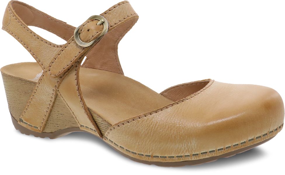 Dansko Tan Milled Burnished Tiffani Womens Open Back Shoes 1710-371600