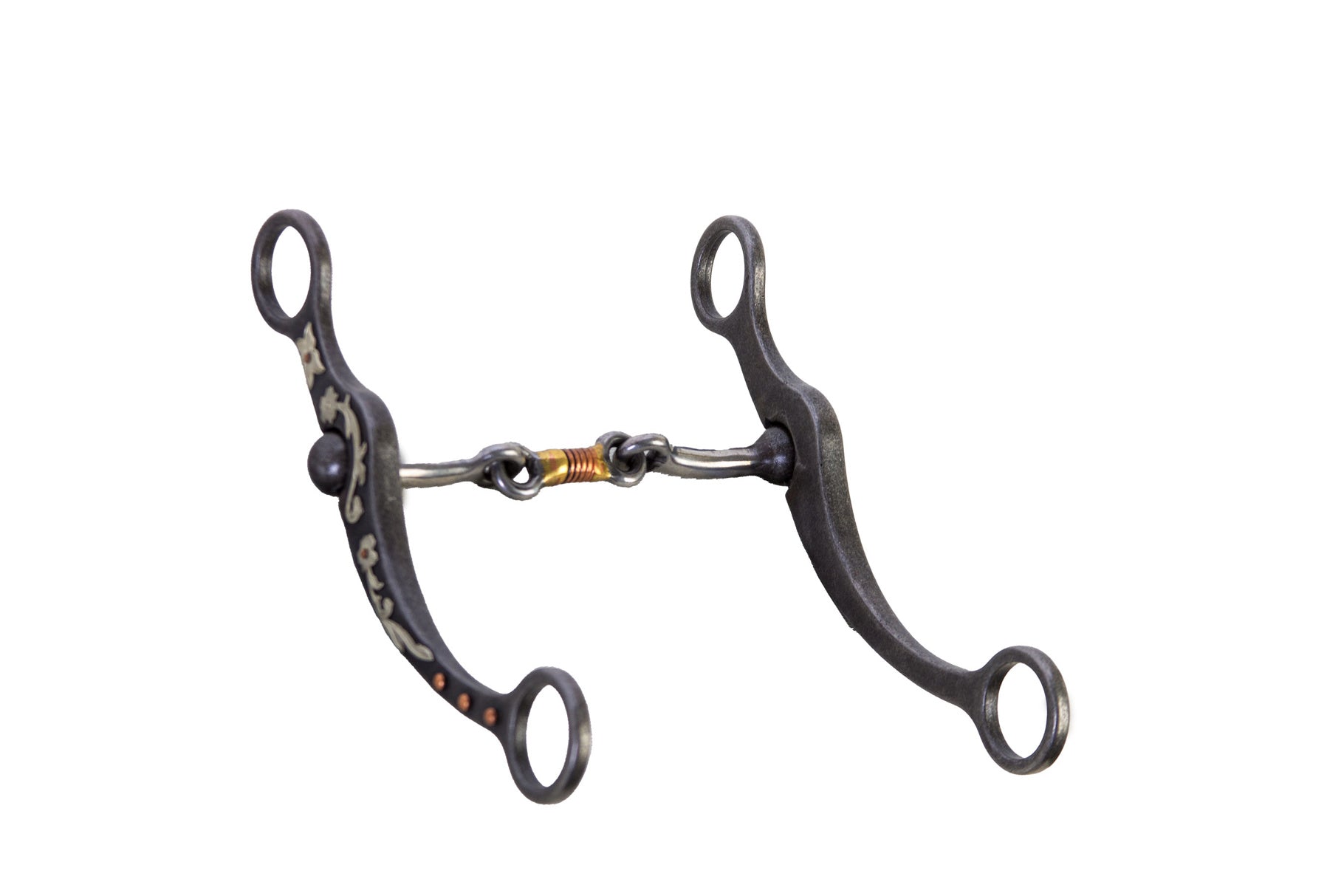 Aime Imports Aged St Dogbone with Floral Trim 5 1/8 inch Mouth Bit with 9 inch Shank 177702ABS