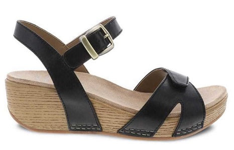 Dansko Women's Laurie Black Burnished Calf Sandal 1823-020600