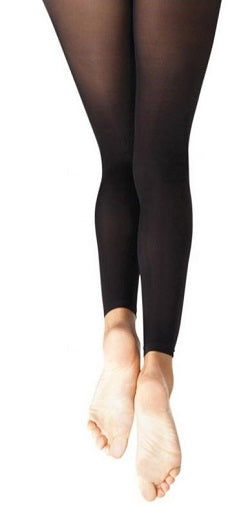 Capezio Black Footless Ladies Tights with Self Knit Waist Band 1917