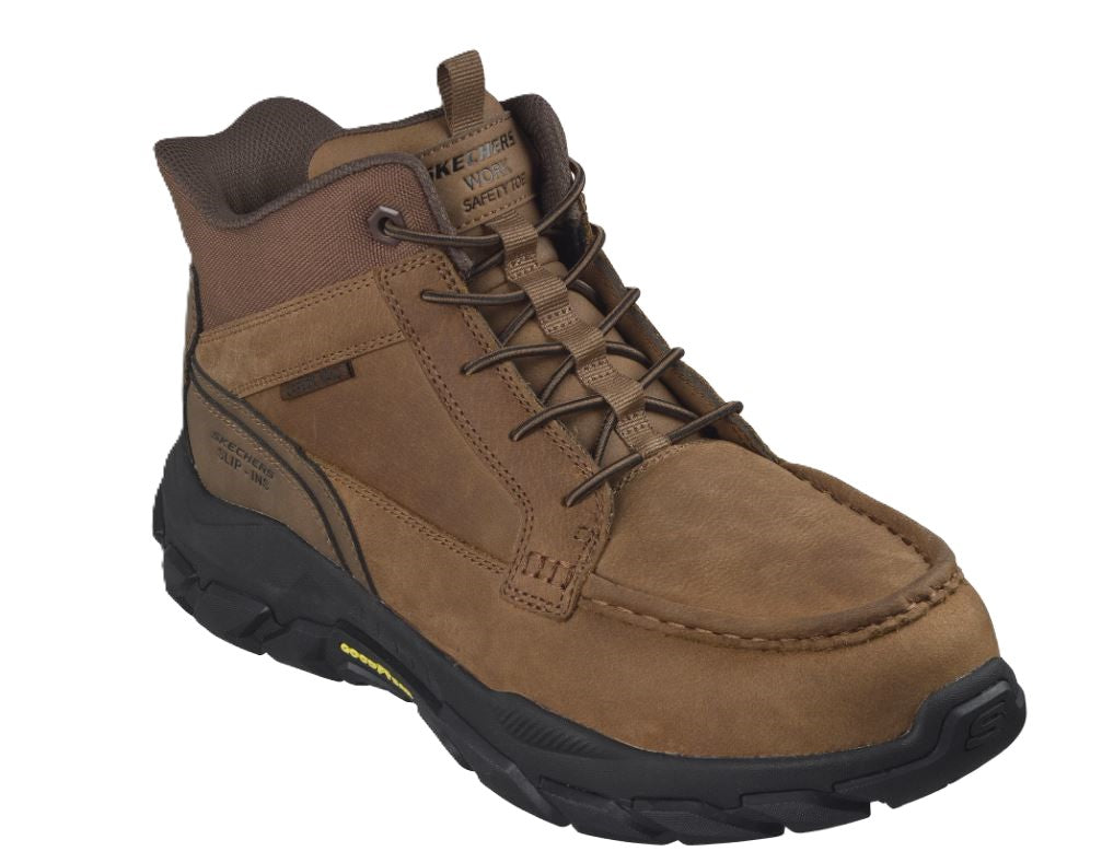 Skechers Brown Santoro Non-metallic Carbon Nano Safety Toe Men's 6 inch Slip-On Work Shoes 200459