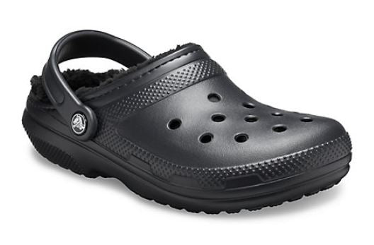 Crocs Black/Black Classic Lined Womens Slide On Clogs 203591L-060