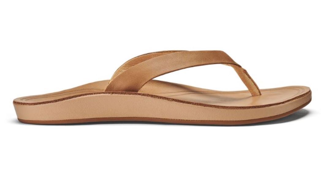 Olukai Nonohe Sahara with Golden Sand Nonohe Womens Leather Sandals 20440-FMGS