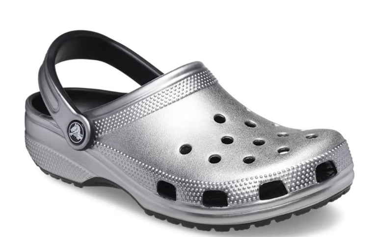 Crocs Silver Metallic Classic Metallic Women's Clogs 205831-OP1