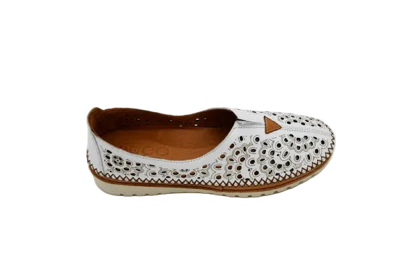 V-Italia White Coconut Women's Comfort Flats 211-700-WHT