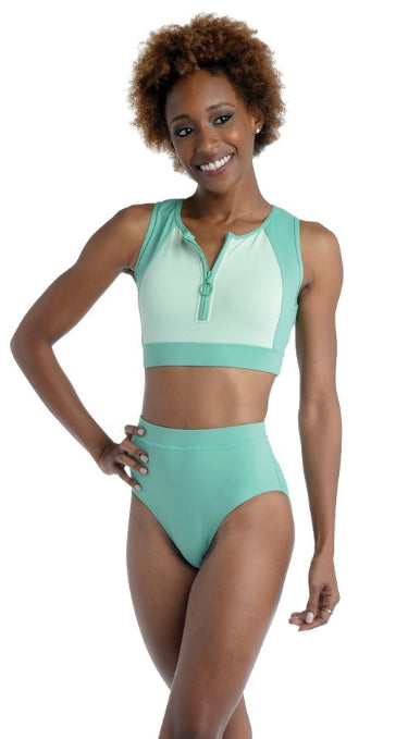 Danznmotion Seafoam Green Adult Tonal Color Block Scuba Top  21314A- GREEN