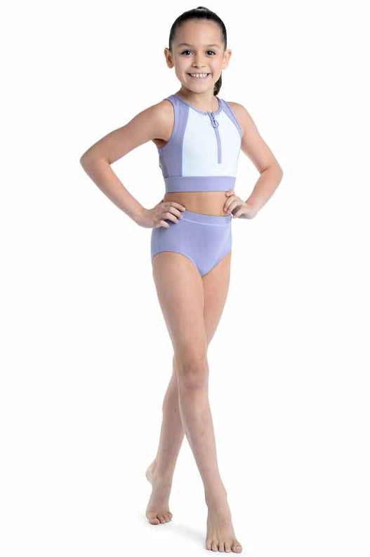 Danznmotion PurpleDusk Girls Tonal Color Block Scuba Top  21314C-LAV