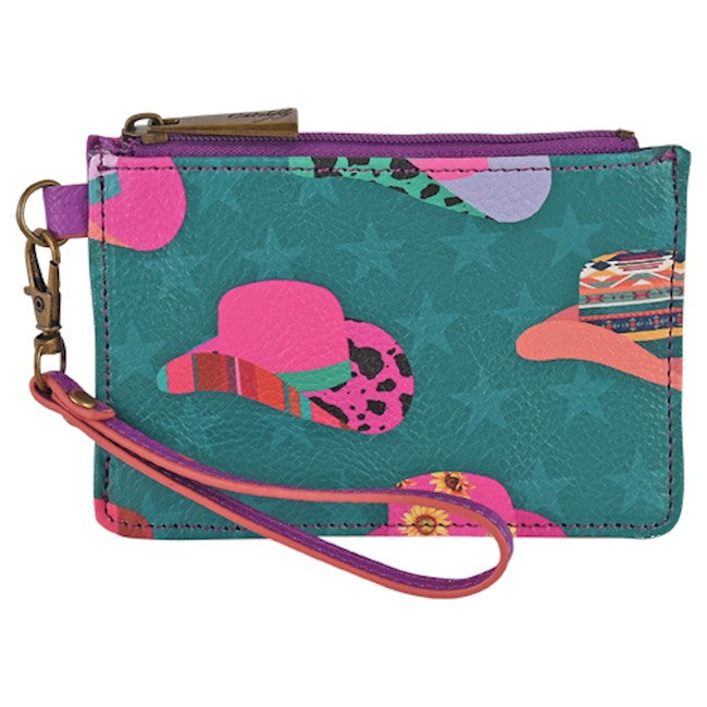 Catchfly Turquoise Wallet with Stars and Hat Print 23208625WHAT