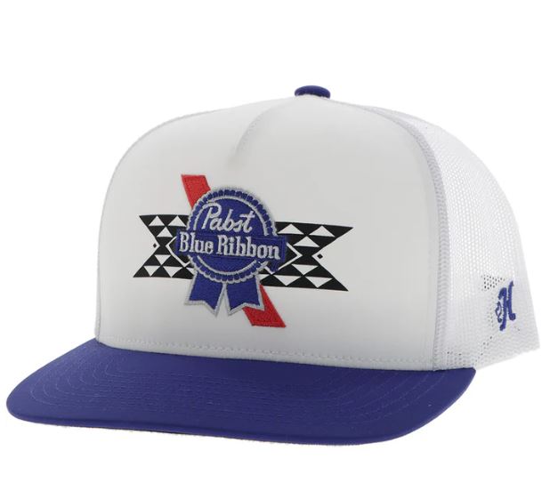 Hooey White 'Pabst Blue Ribbon' Snapback Hat with White, Blue and Red Patch 2576T-WH