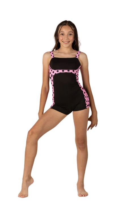 XODanceCo Black with Polka Dot Girl's Biketard 26040-BLACK