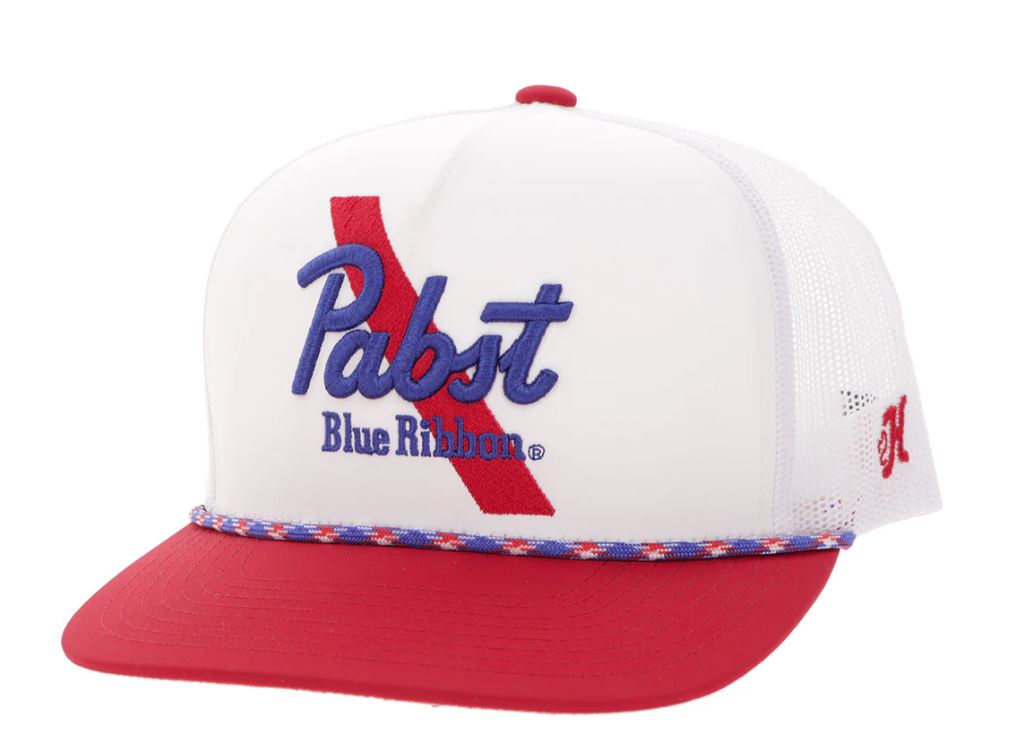 Hooey White/Red Pabst Blue Ribbon Hat 2675T-WH