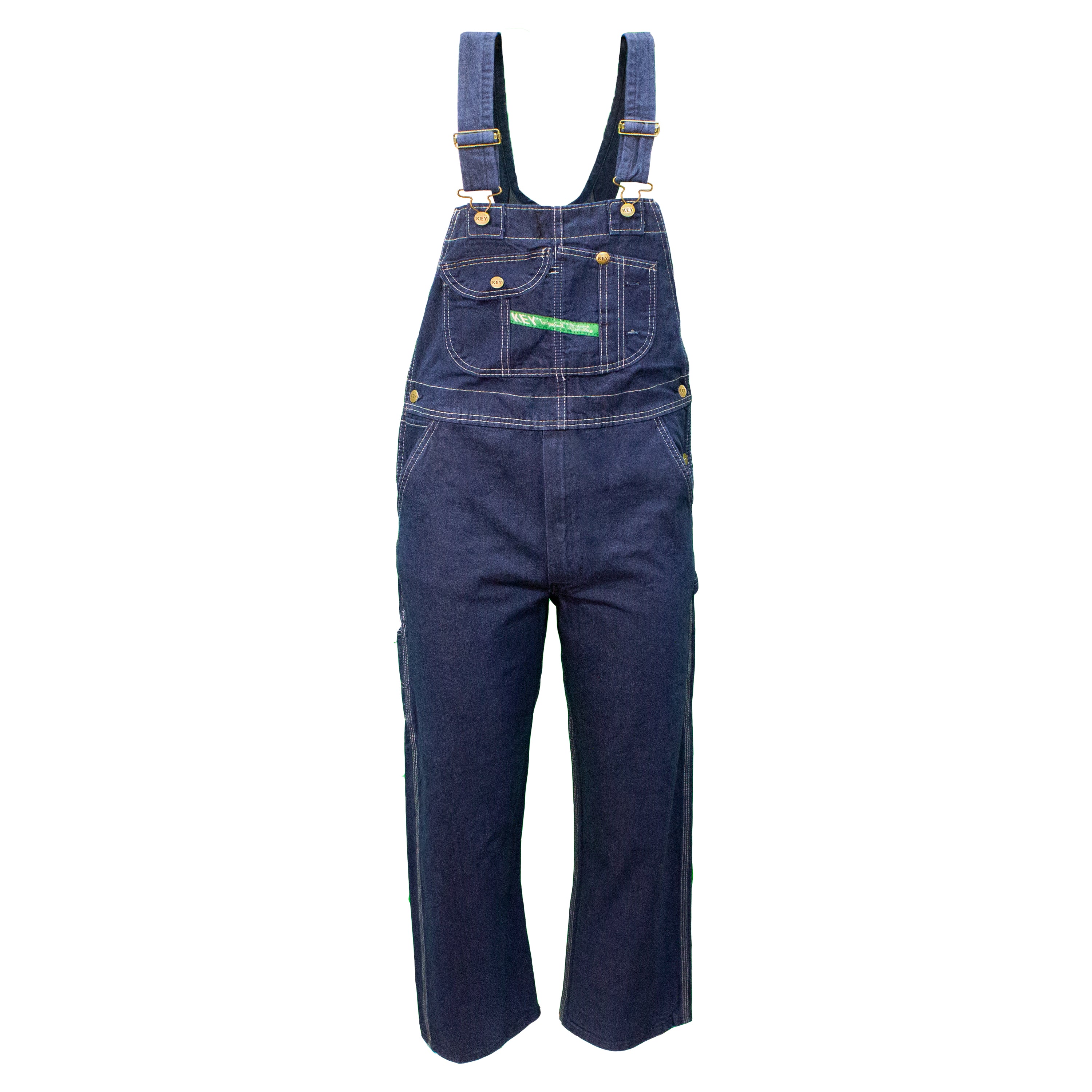 KEY Indigo Garment Washed Men's Denim Bib Overalls 273.43