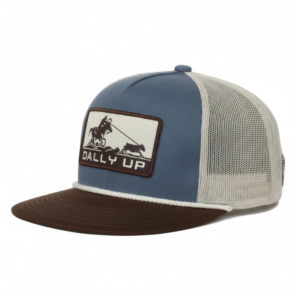 Dally Up Brown/Denim Blue/Tan Dally 1001 Hat with Ropin Patch 1001