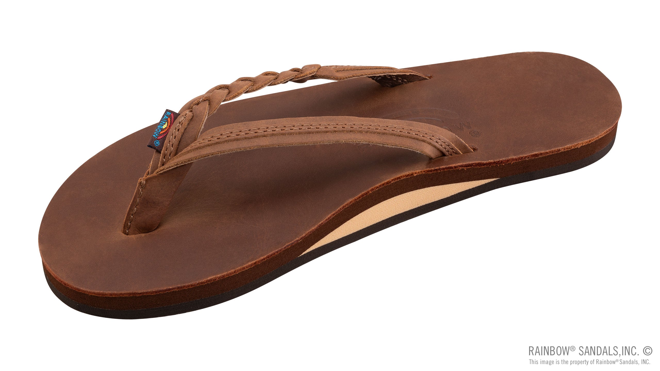 Rainbow Redwood Flirty Braidy Single Layer Premier Leather 1/2 inch narrow Strap with Braid 301ALTSB-RDWD