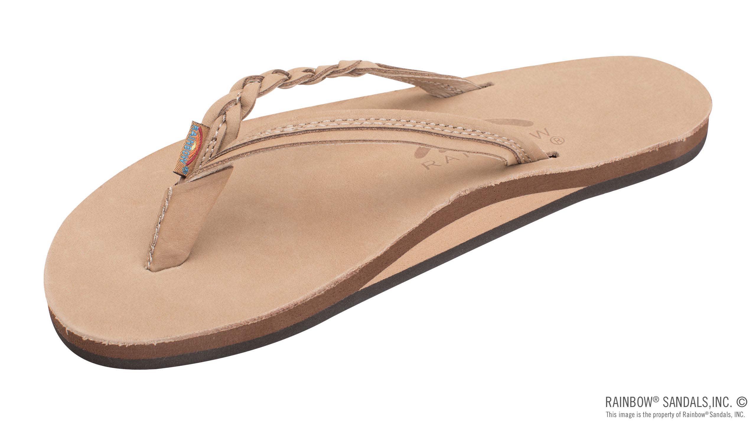 Rainbow Flirty Braidy Sierra Brown Single Layer With Braided Strap Rainbow Womens Sandals 301ALTSB