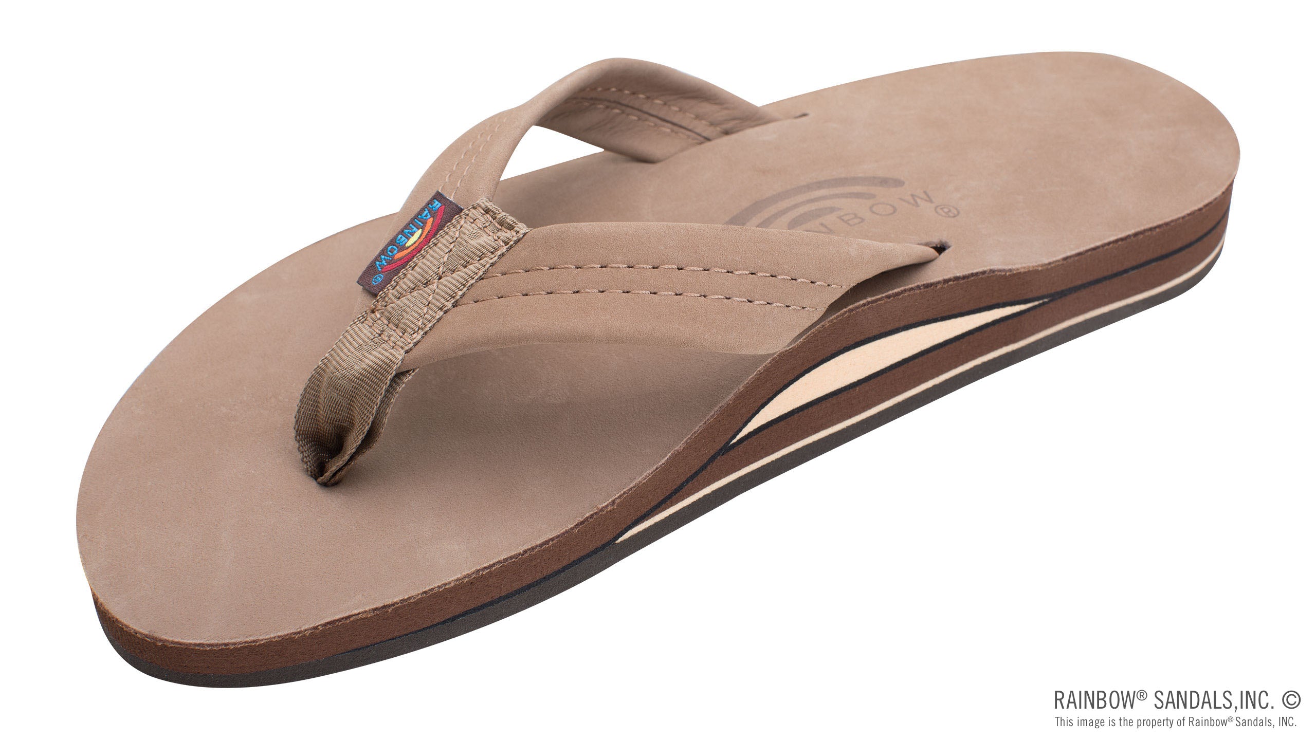 Rainbow Dark Brown Double Layer Premier Leather Men's Sandals with Arch Support 302ALTSO-DKBR-M