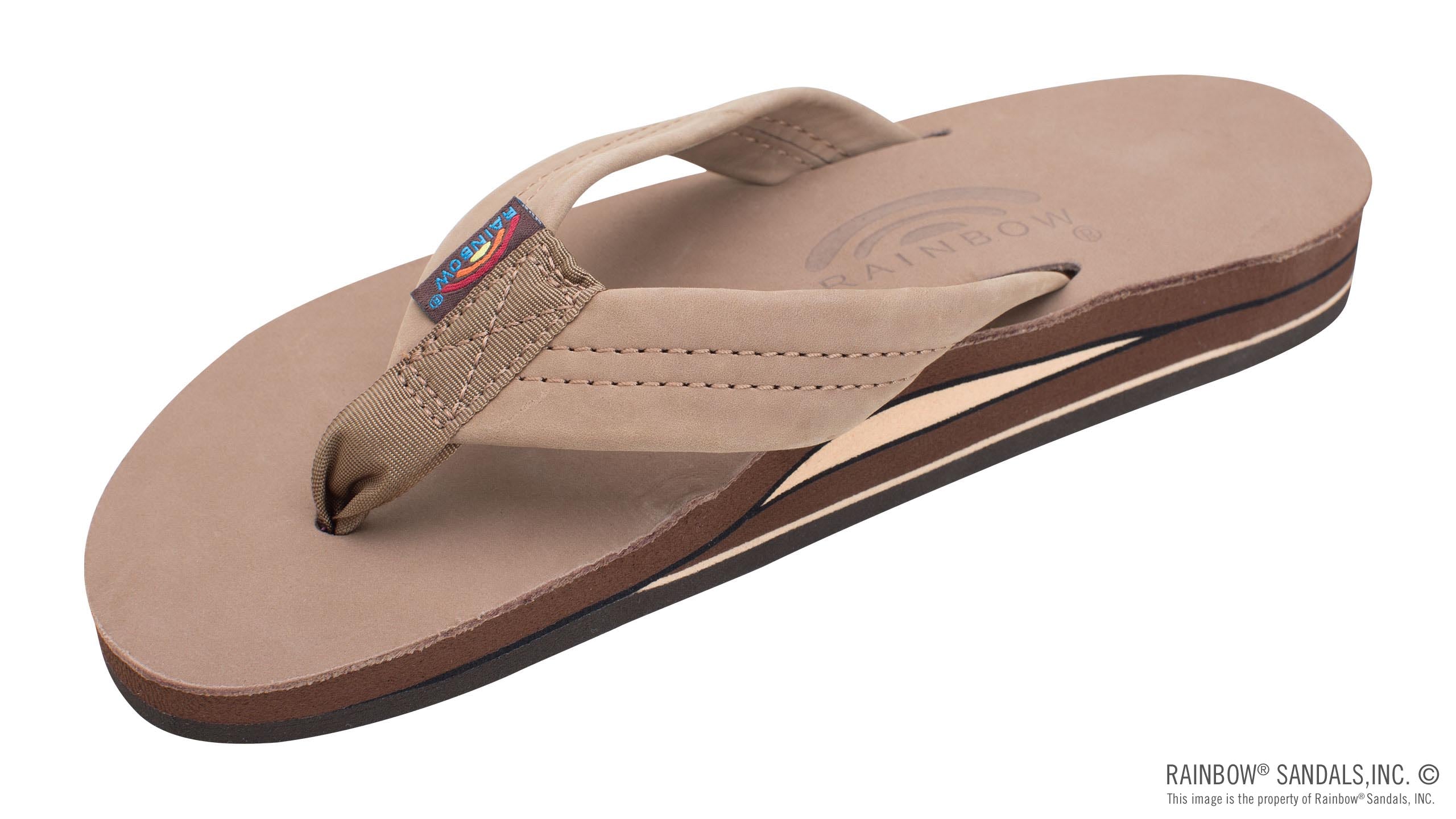 Rainbow Dark Brown Premier Leather Double Layer with Arch Women's Sandals with 1 inch Wide Strap 302ALTSO-DKBR-L