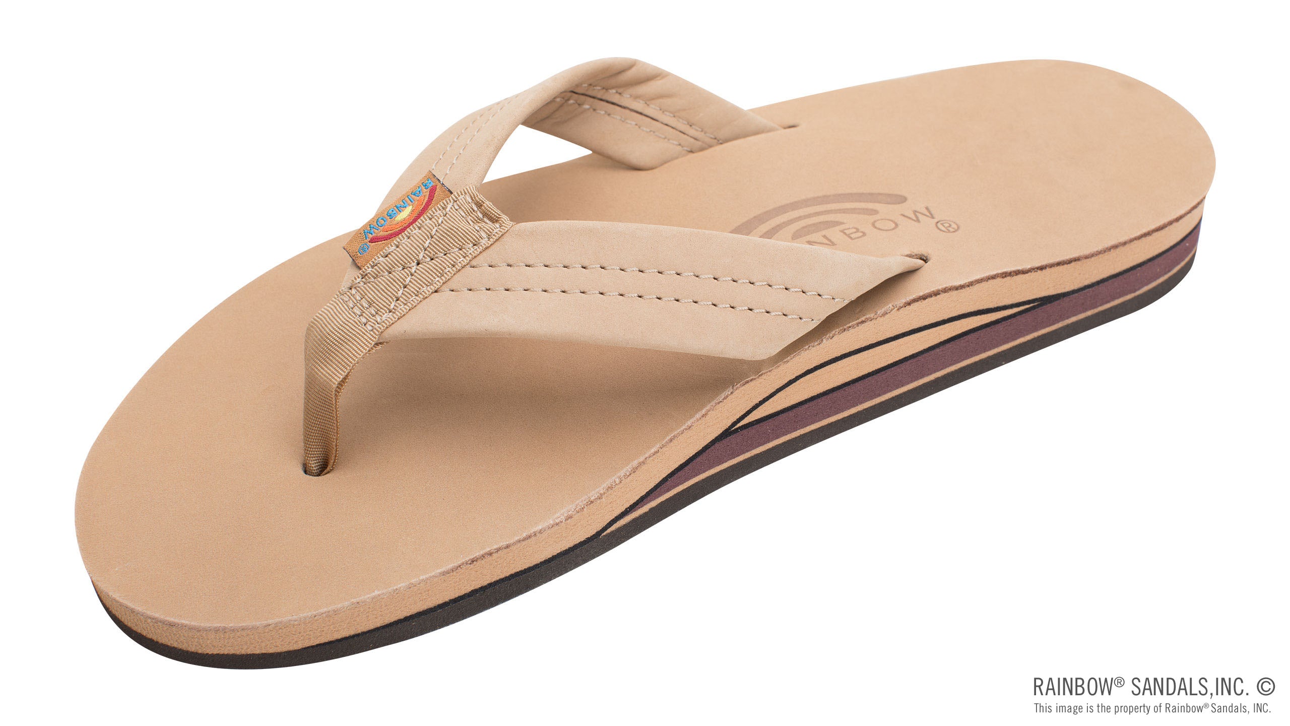 Rainbow Sierra Brown Premium Leather Double Layer with Arch Men's Sandals with 1 inch Strap 302ALTSO-SRBR-M