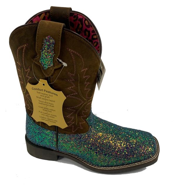 Smoky Mountain Pastel Glitter and Crazy Horse Ariel Youth Western Boots 3077Y