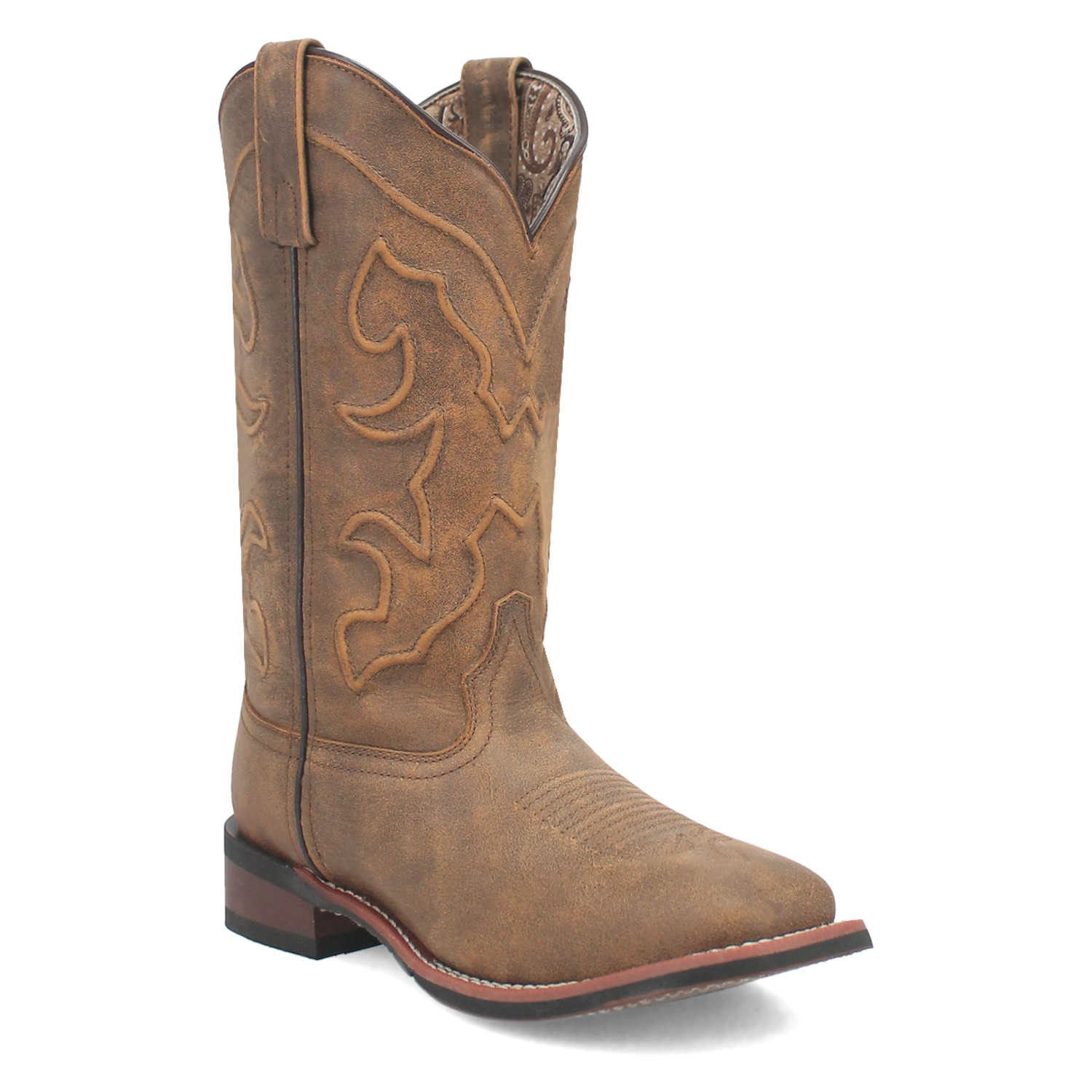 Laredo Tan Megan Women's Stockman Leather Wide Square Toe Boots 3119