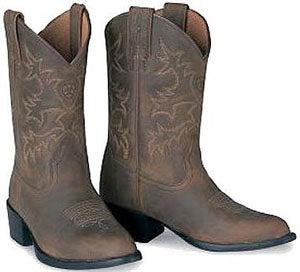Ariat R-Toe  Distressed Brown Leather Kids Western Boots  31824