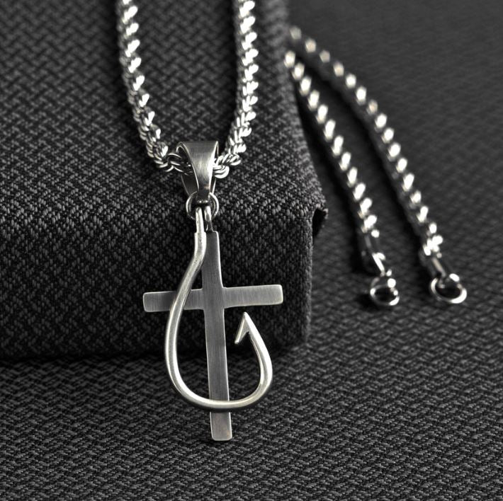 Twister Silver Cross Necklace 32134