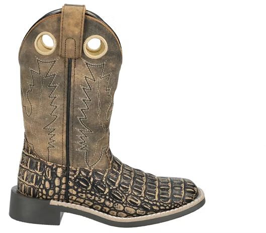 Smoky Mountain Gator Sanded Black/Brown Dist Leather Square Toe Little Kids' Boots 3401C