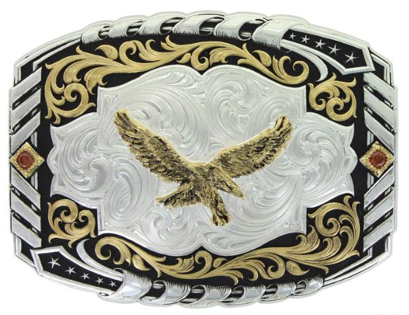 Montana Silversmith Two Tone Cantle Roll Buckle with Soaring Eagle 34800-696