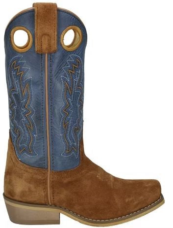 Smoky Mountain Brown/Blue Whichita Big Kids Leather Cutter Toe Western Boots 3503Y