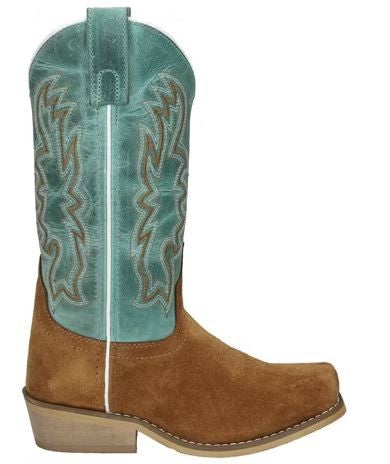 Smoky Mountain Brown/Teal Whichita Leather Cutter Toe Big Kids' Boots 3505Y
